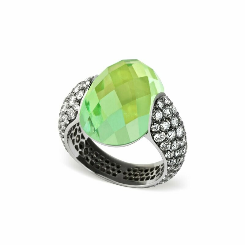 Diamond pave light green tourmaline