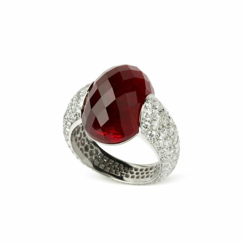 Diamond pave with rubellite
