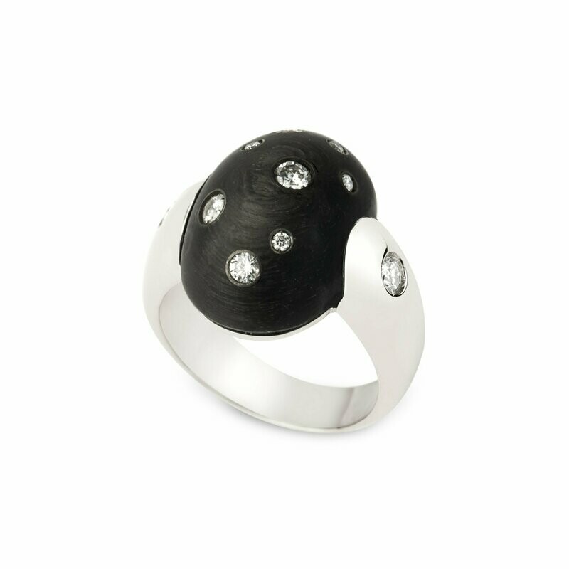 White gold  with carbon and diamonds