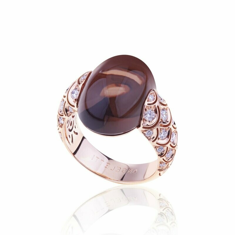 Rose gold with diamonds and smoky quartz