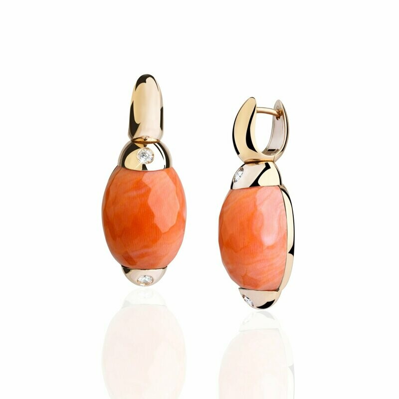 Rose gold with salmon coral and diamond