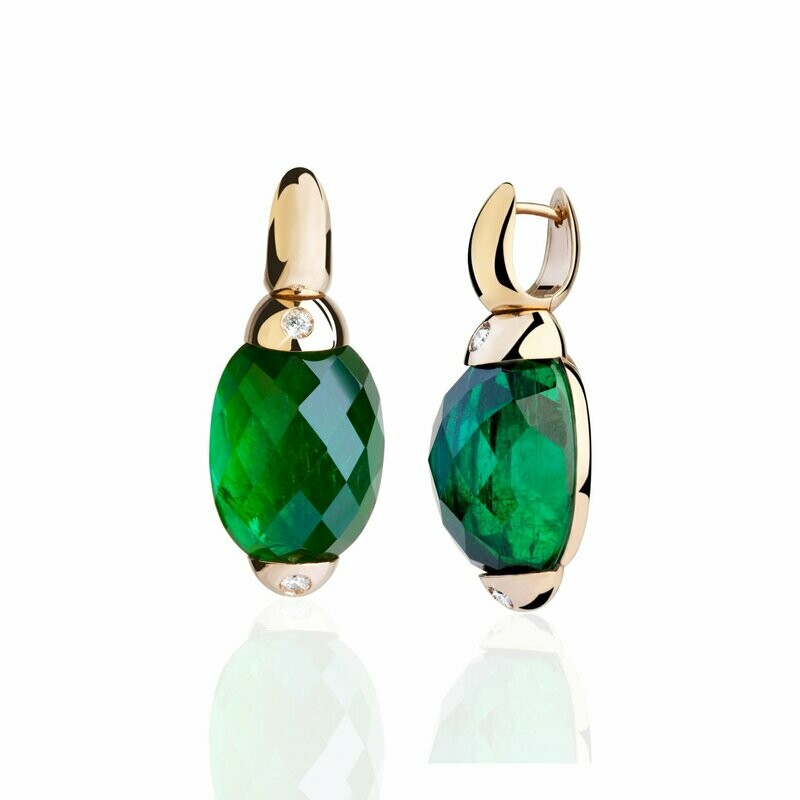 Rose gold with green tourmaline and diamonds