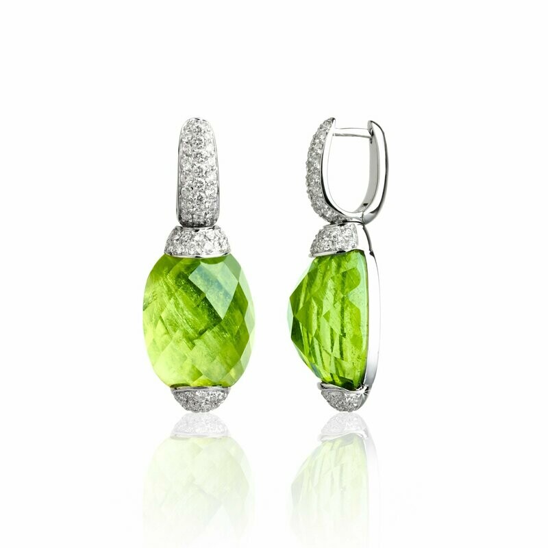 White gold diamond pave with light green tourmaline