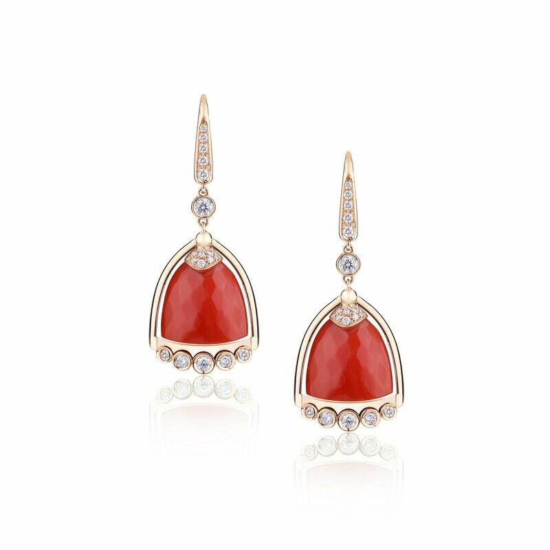 Rose gold with coral and diamonds