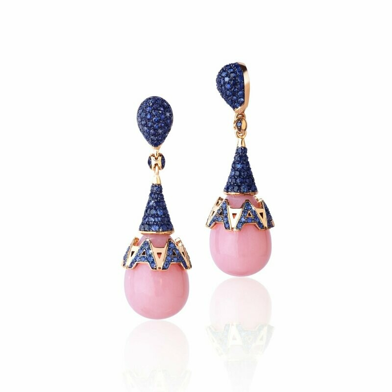 Rose gold with pink opal and sapphires