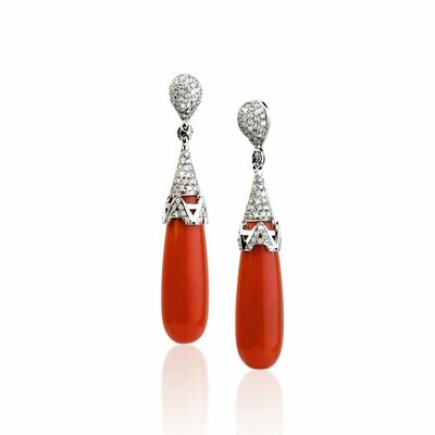 White gold with coral and diamonds