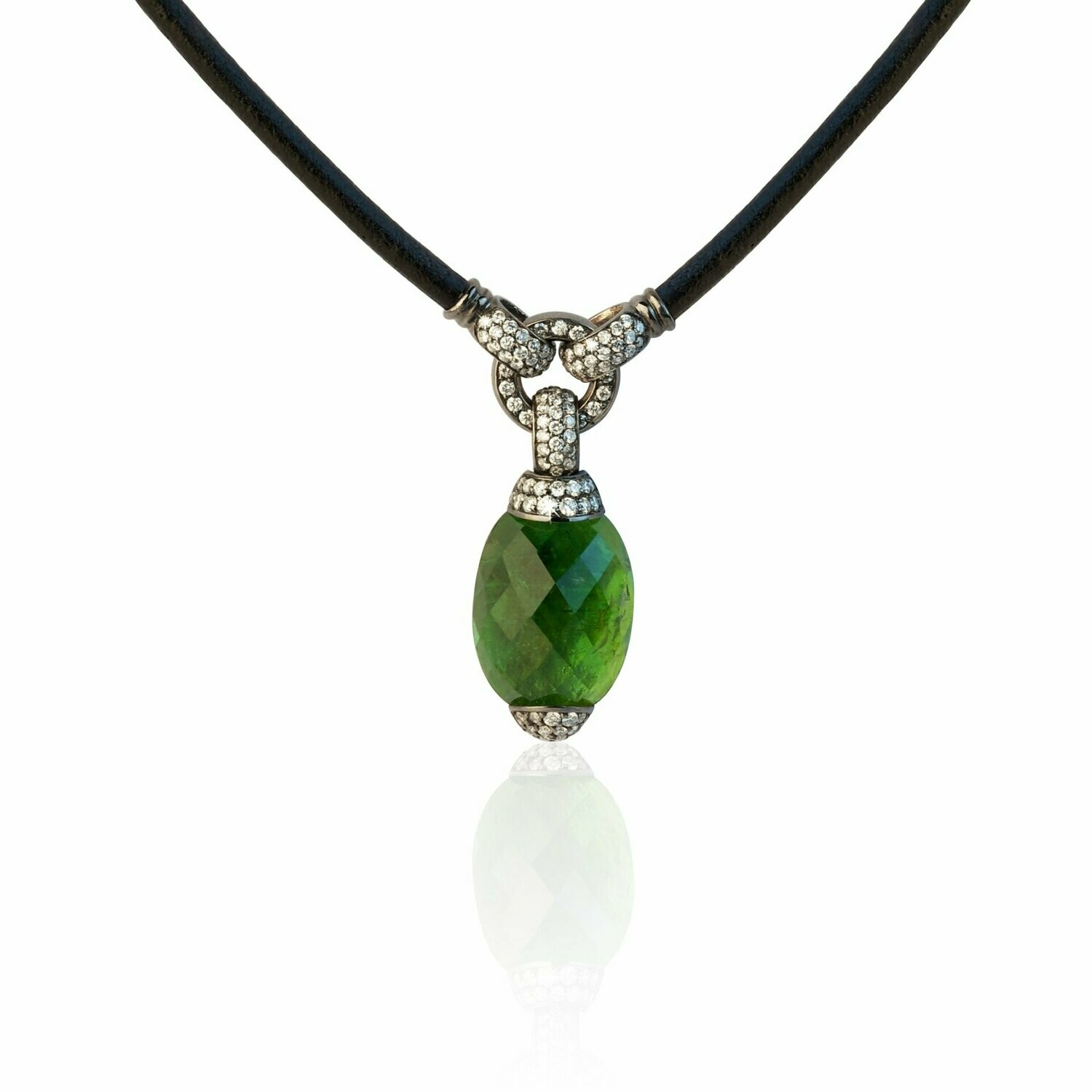 White gold with light green tourmaline