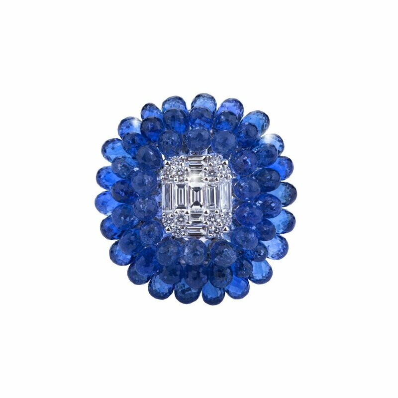White gold with sapphires and diamonds