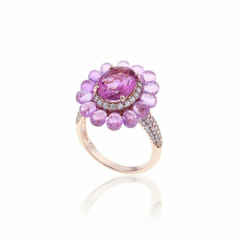 Rose gold with pink sapphires and pink topaz