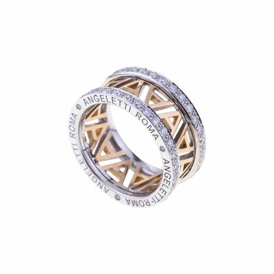 Rose and white gold with diamonds and Angeletti logo