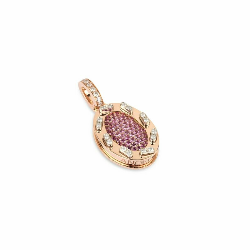 Rose gold with diamond stitches  and pink sapphire pave