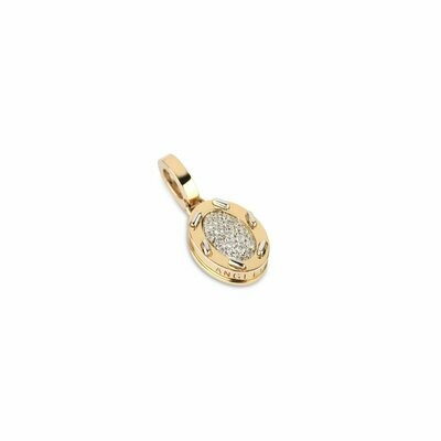 Yellow gold with diamond stitches and pave