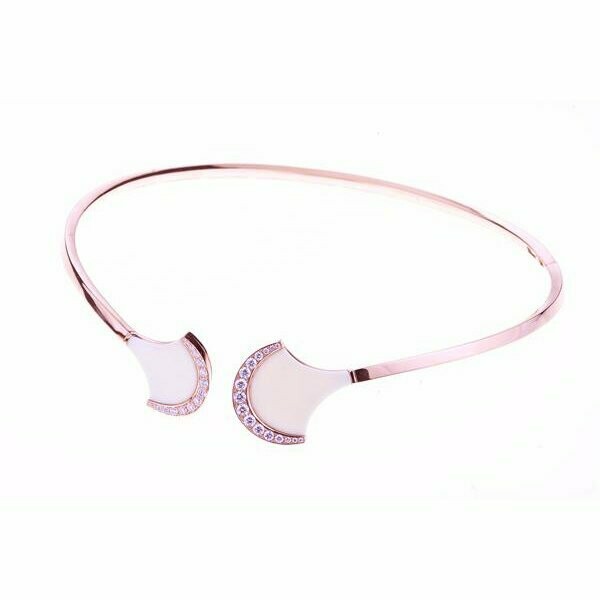 Rose gold white ceramic and diamonds