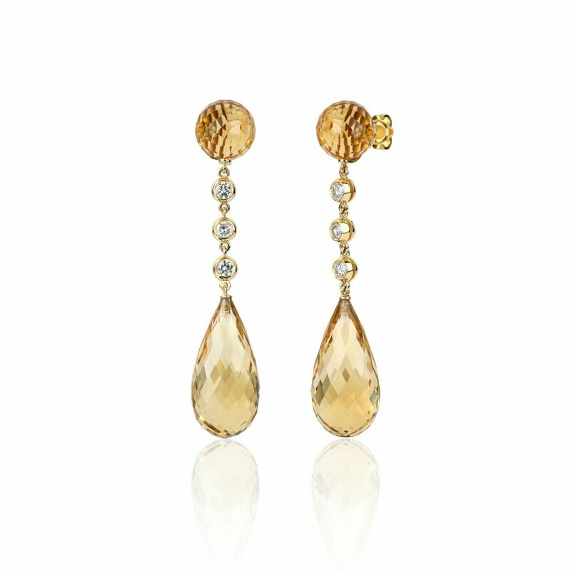 Yellow gold with citrine quartz and 3 small diamond