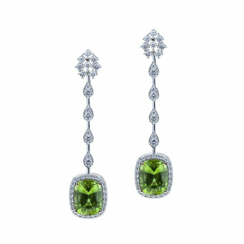 White gold with peridot and diamonds