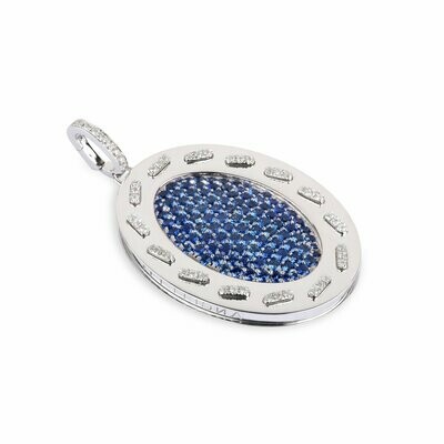 White gold with diamond and blue sapphire