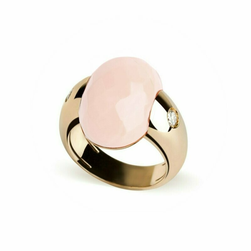 Rose gold with angel skin coral and diamond