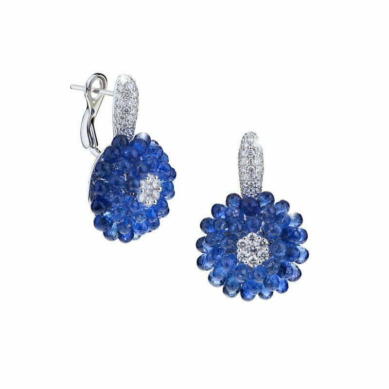 White gold with blue sapphires and diamonds