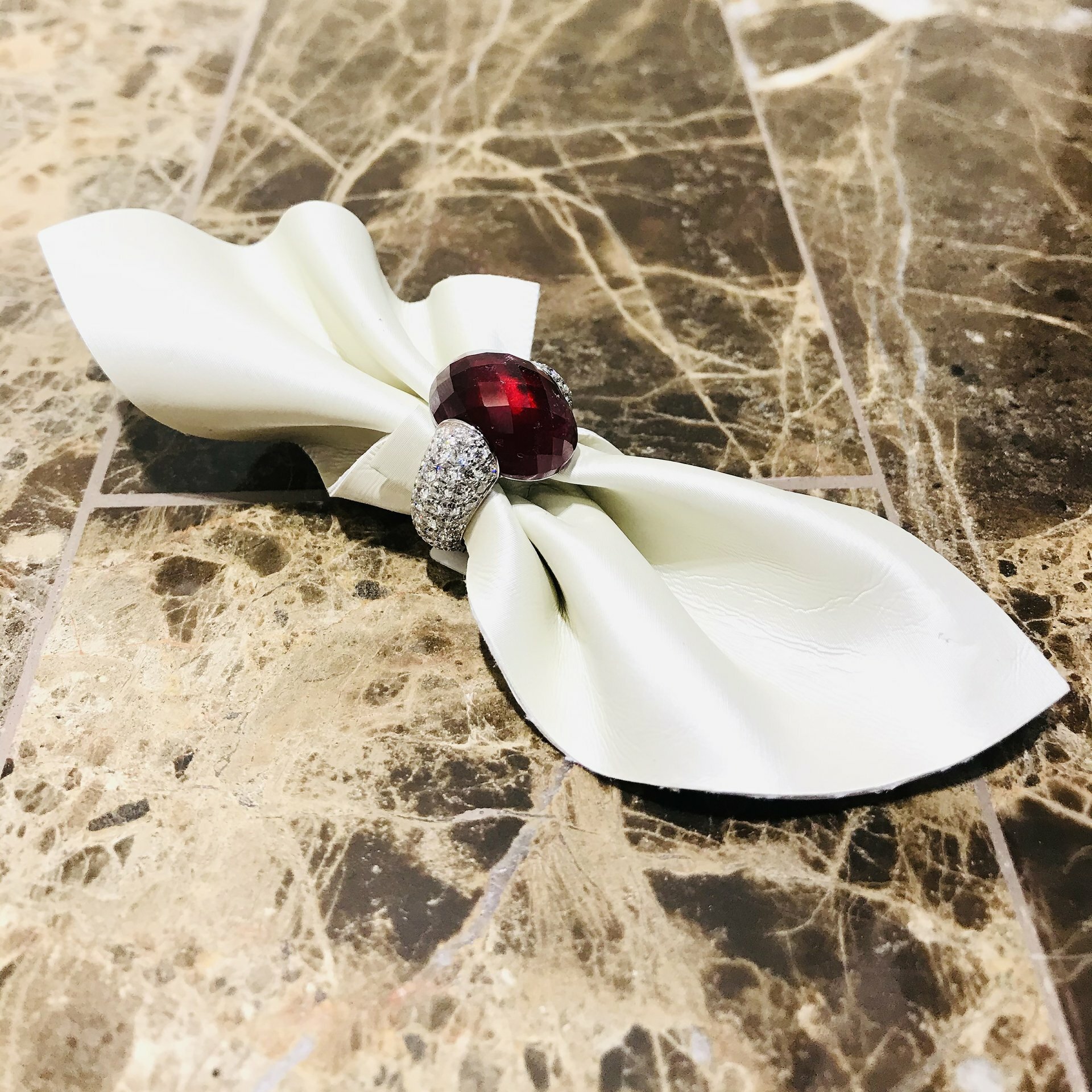 Diamond pave with rubellite