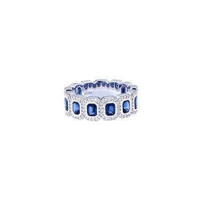 White Gold With Diamonds and Blu Sapphires