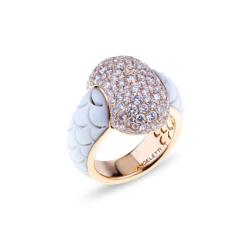 Rose gold and ceramic with diamond pavé