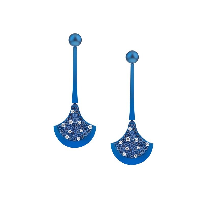 Blue Titanium with Diamond and Sapphire Pave