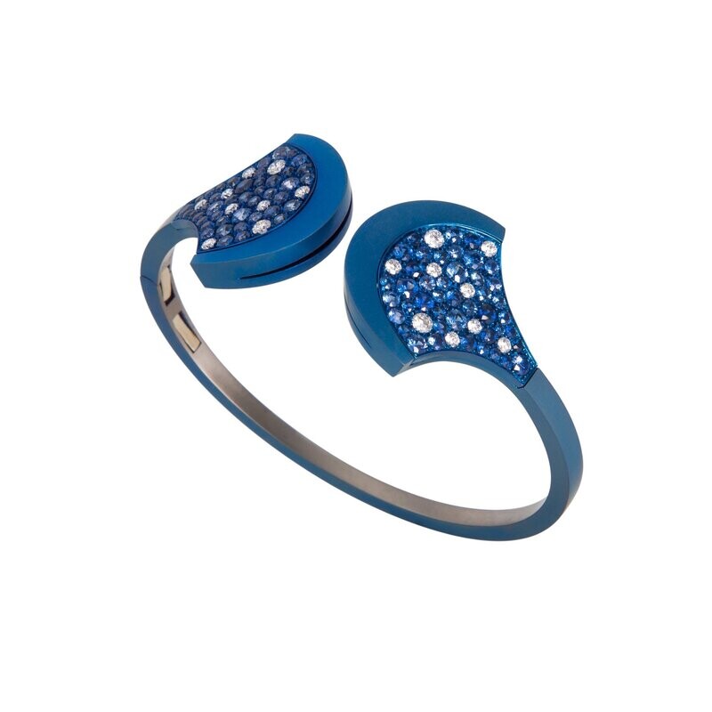 Blue Titanium with Diamond and Sapphire Pave