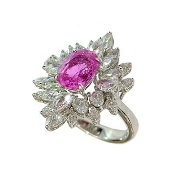 White gold with pink sapphires and diamonds