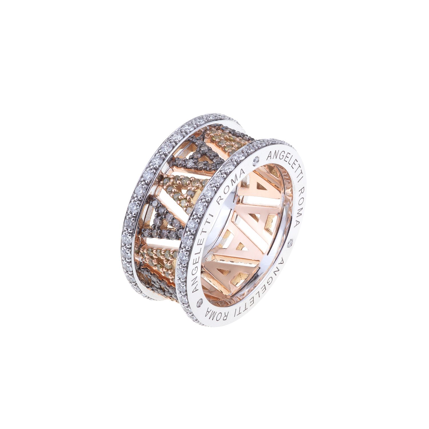 Rose and white gold with diamonds and Angeletti logo