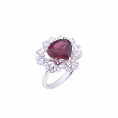 White gold with diamonds and rubellite