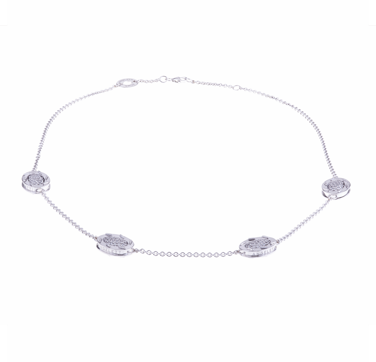 White gold with diamond stitches and pave