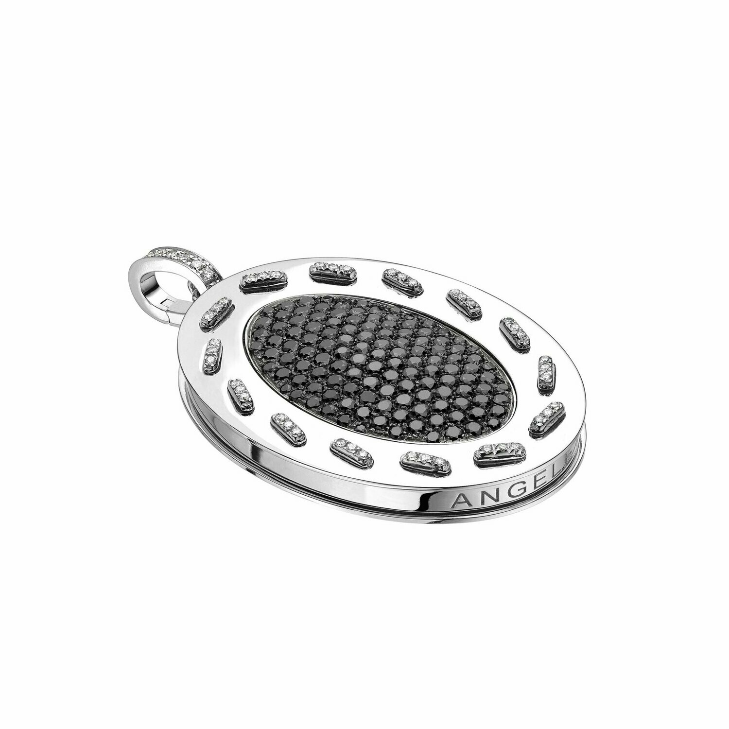 White gold with black and white diamonds White gold with black and white diamonds
