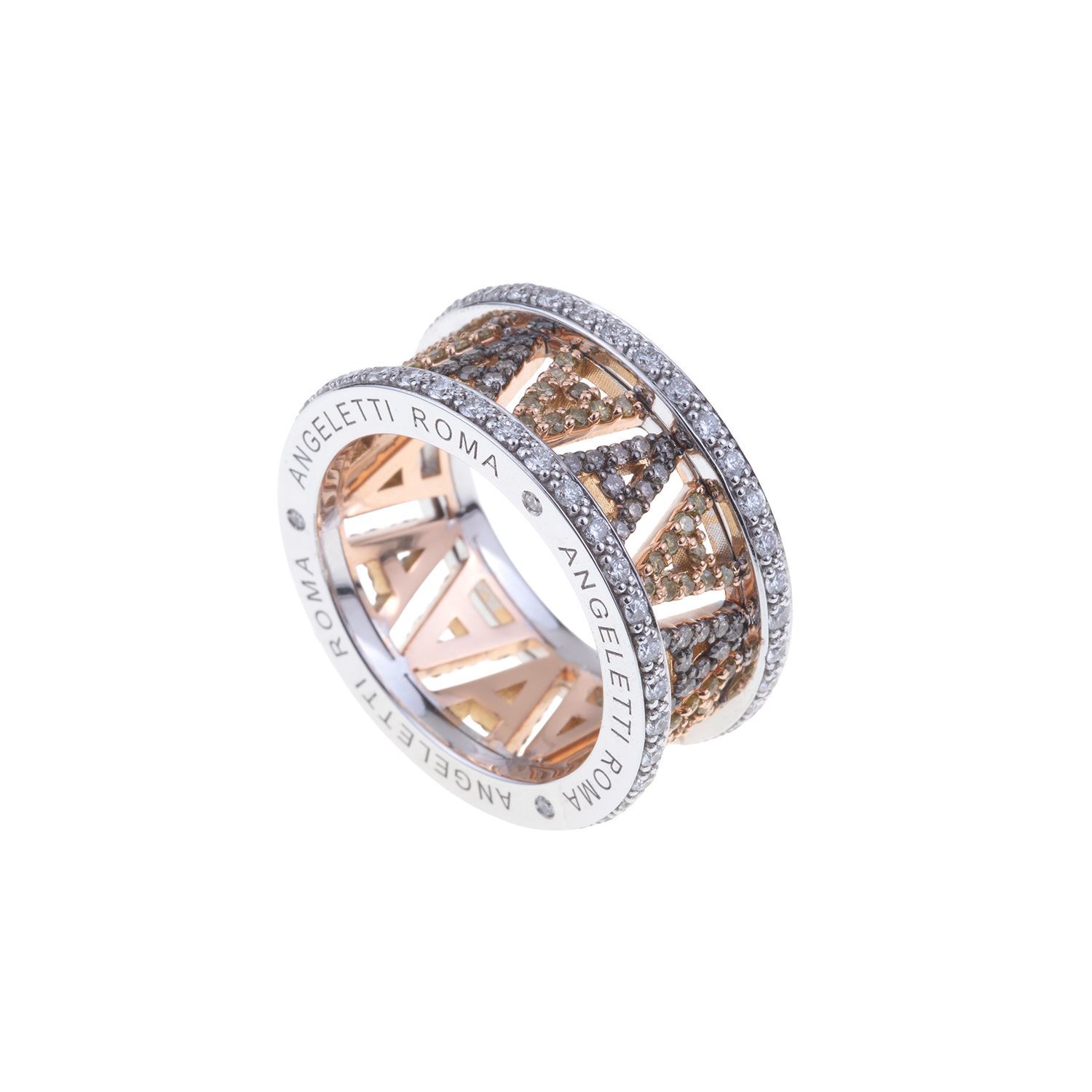 Rose and white gold with diamonds and Angeletti logo