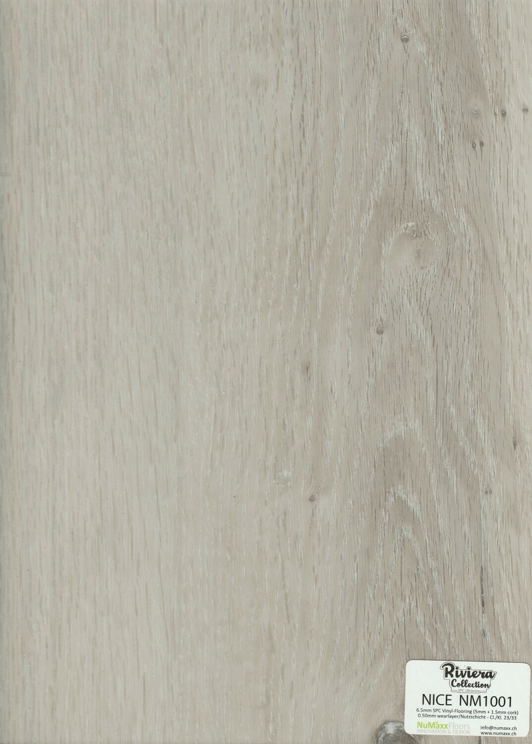 Vinylboden Riviera Collection mit Trittschall 1.5mm pro 1m² Nice Nm 1001 Stärke 6.5mm x 224mm x 1528mm