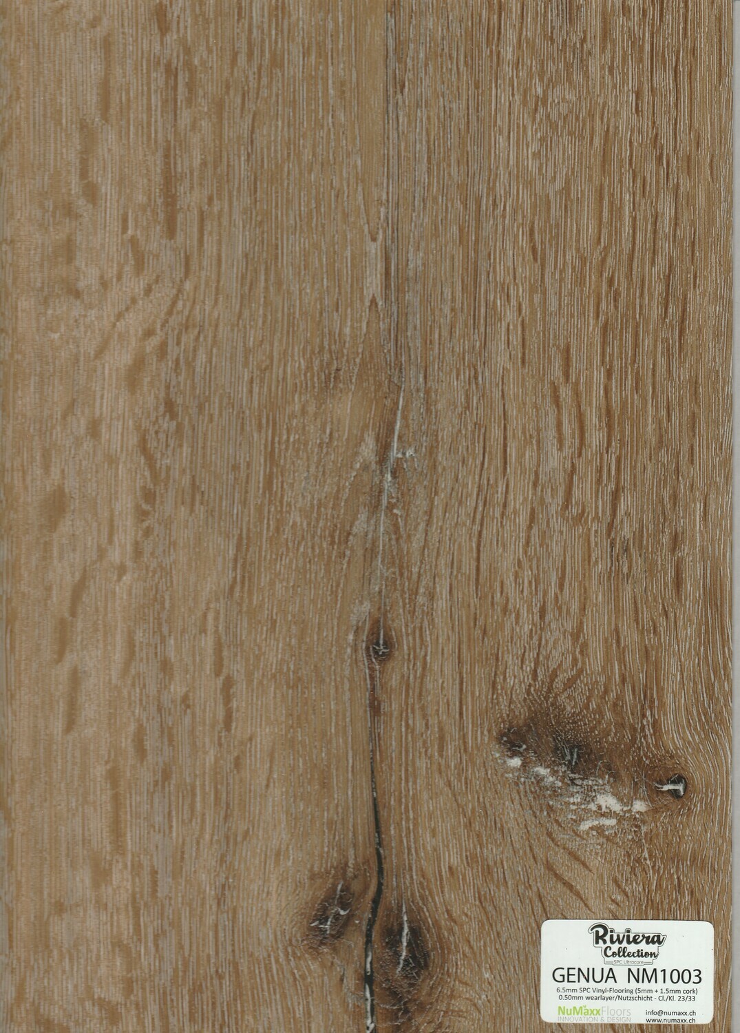 Vinylboden Riviera Collection mit Trittschall 1.5mm pro 1m² Genua Nm 1003 Stärke 6.5mm x 224mm x 1528mm