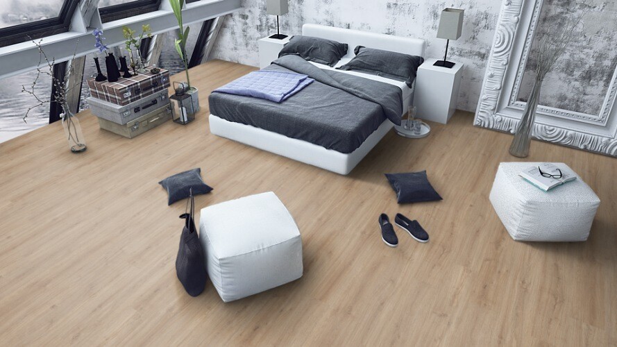 Laminatboden 1m² mit Struktur Dekor Eiche Beige Landhausdiele geh Komfort + Trittschall Stärke 9,5mm x 198 x 1288mm