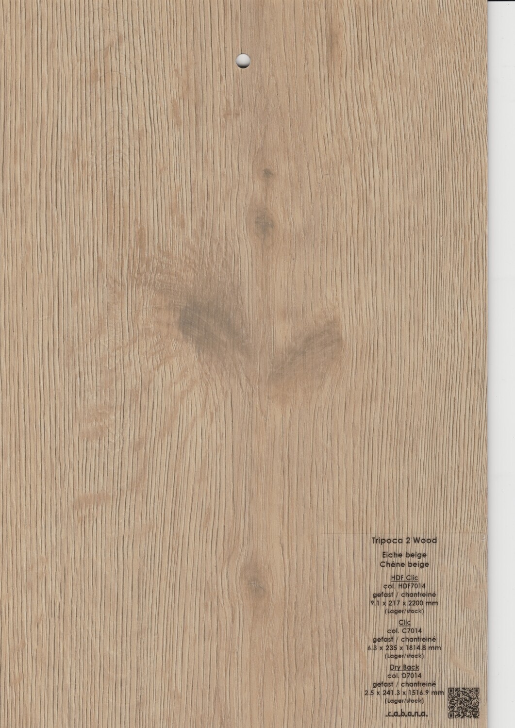 Vinyl Tripoca 2 Wood Klick pro 1m² mit Struktur Eiche beige Stärke 6mm x 222.3mm x 1212.9mm