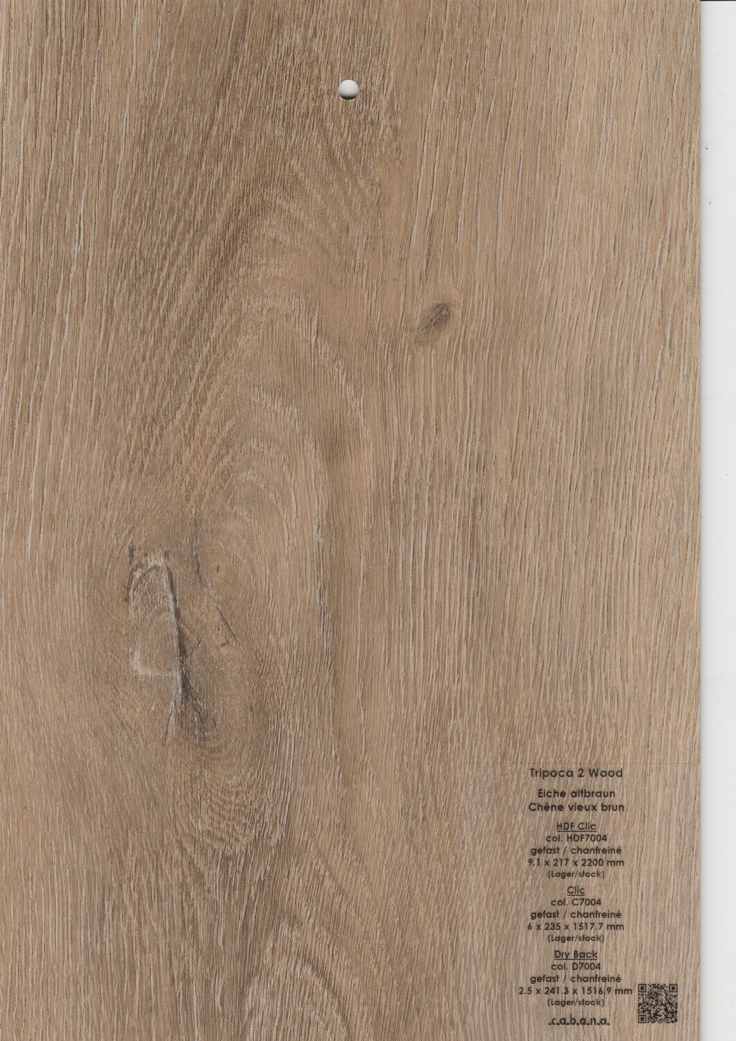 Vinyl Tripoca 2 Wood Klick pro 1m² mit Struktur Eiche altbraun Stärke 6mm x 222.3mm x 1212.9mm