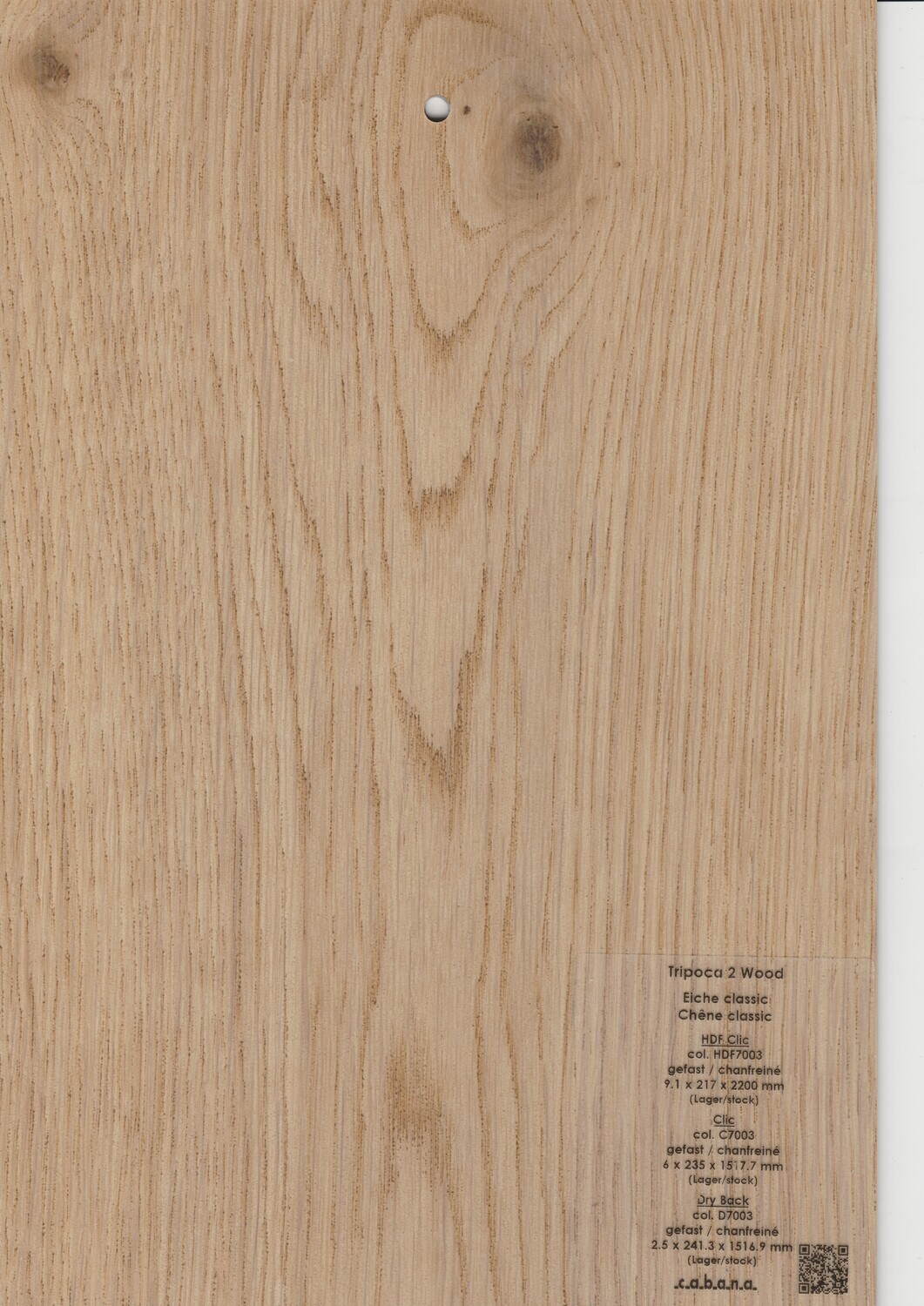 Vinyl Tripoca 2 Wood Klick pro 1m² mit Struktur Eiche classic Stärke 6mm x 222.3mm x 1212.9mm