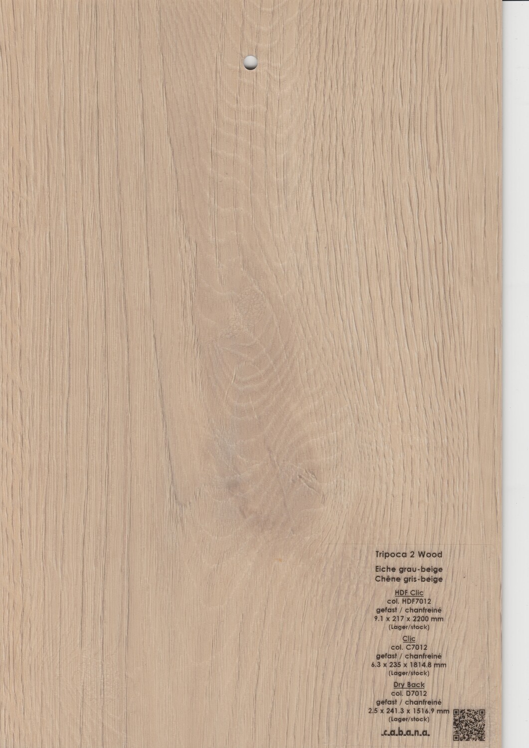 Vinyl Tripoca 2 Wood Klick pro 1m² mit Struktur Eiche grau-beige Stärke 6mm x 222.3mm x 1212.9mm