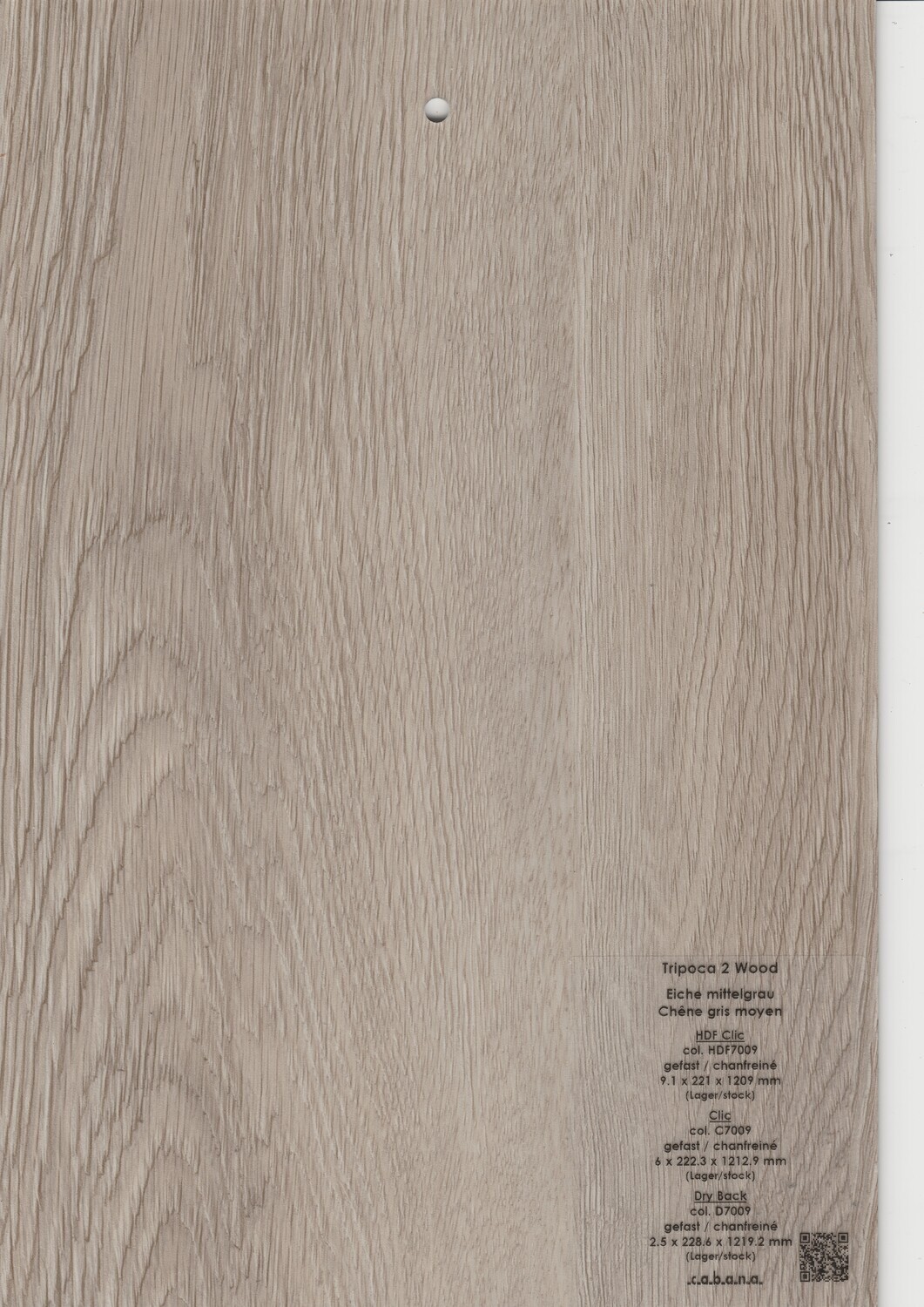 Vinyl Tripoca 2 Wood Klick pro 1m² mit Struktur Eiche mittelgrau Stärke 6mm x 222.3mm x 1212.9mm