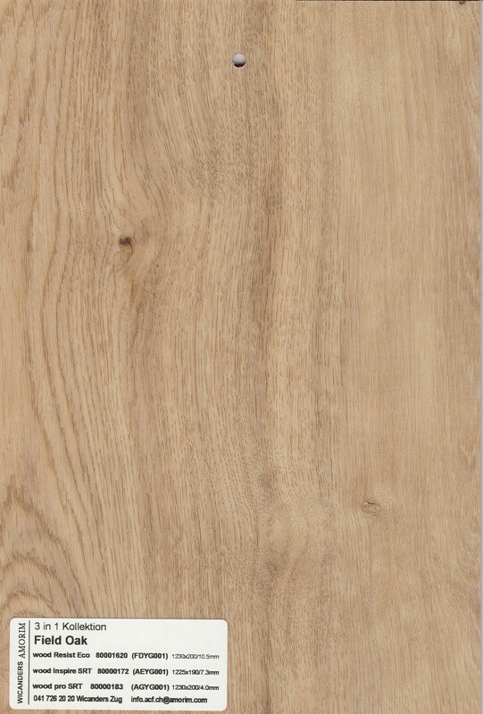 Korkboden Field Oak, wood pro SRT pro 1m² Stärke 4mm x 200mm x 1230mm