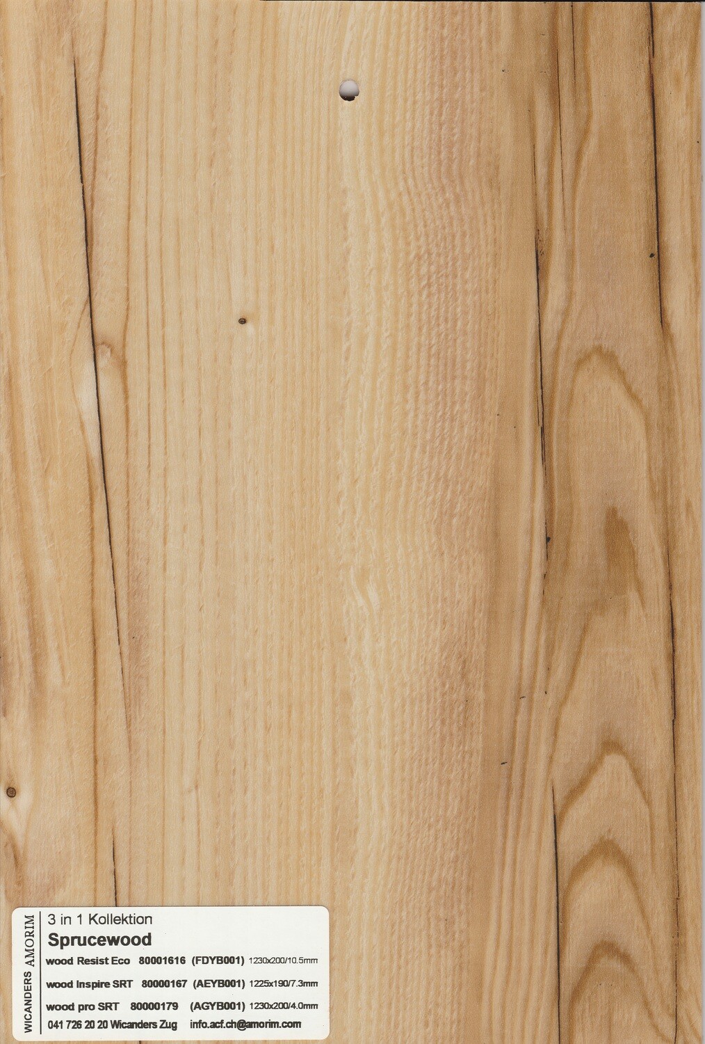 Korkboden Sprucewood, wood pro SRT pro 1m² Stärke 4mm x 200mm x 1230mm