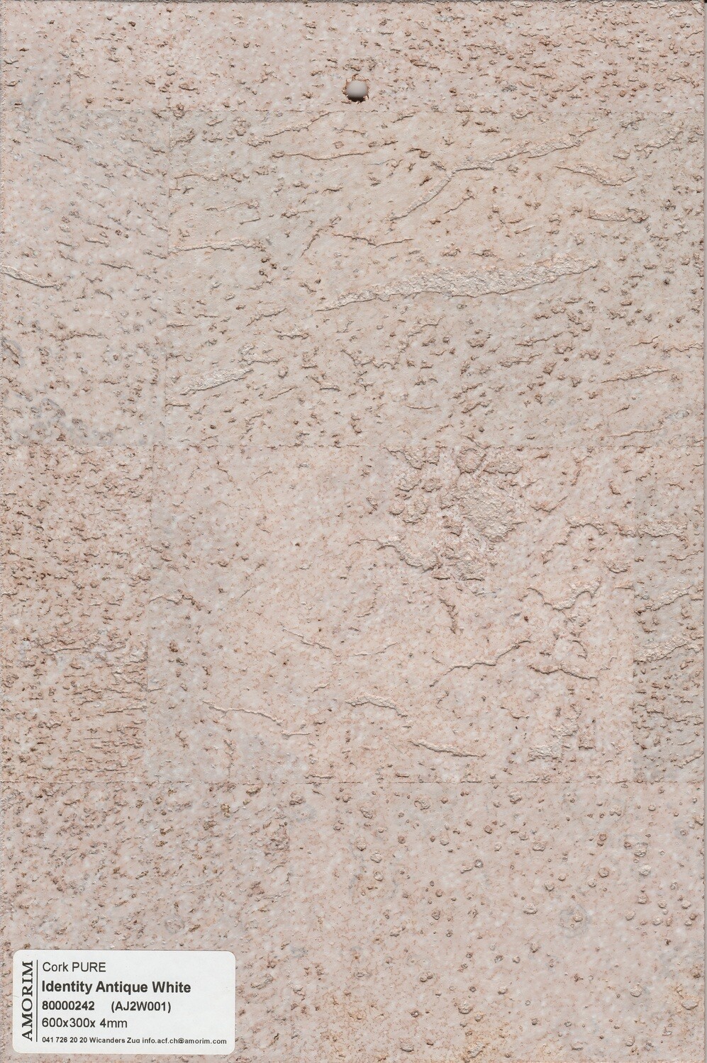 Korkboden Identity Antique White, Cork Pure pro 1m² Stärke 4mm x 300mm x 600mm