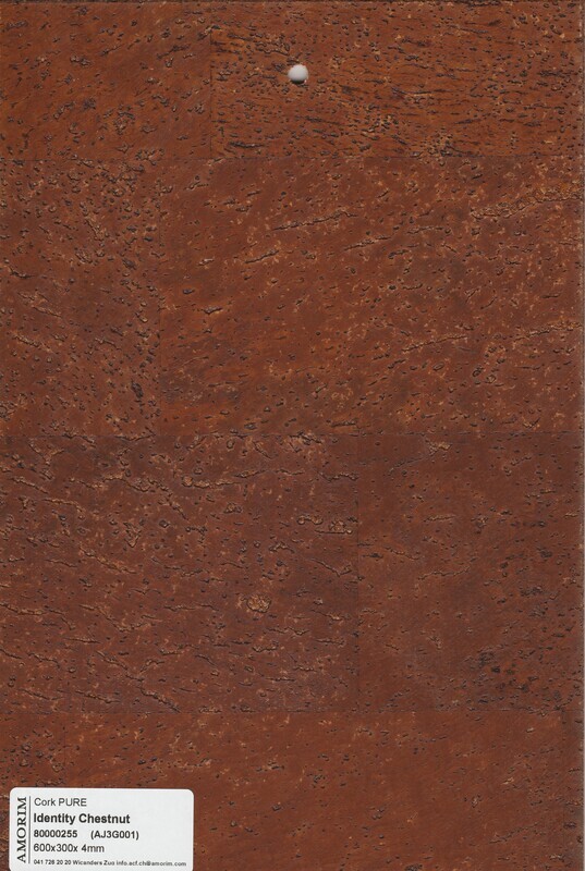Korkboden Identity Chestnut, Cork Pure pro 1m² Stärke 4mm x 300mm x 600mm