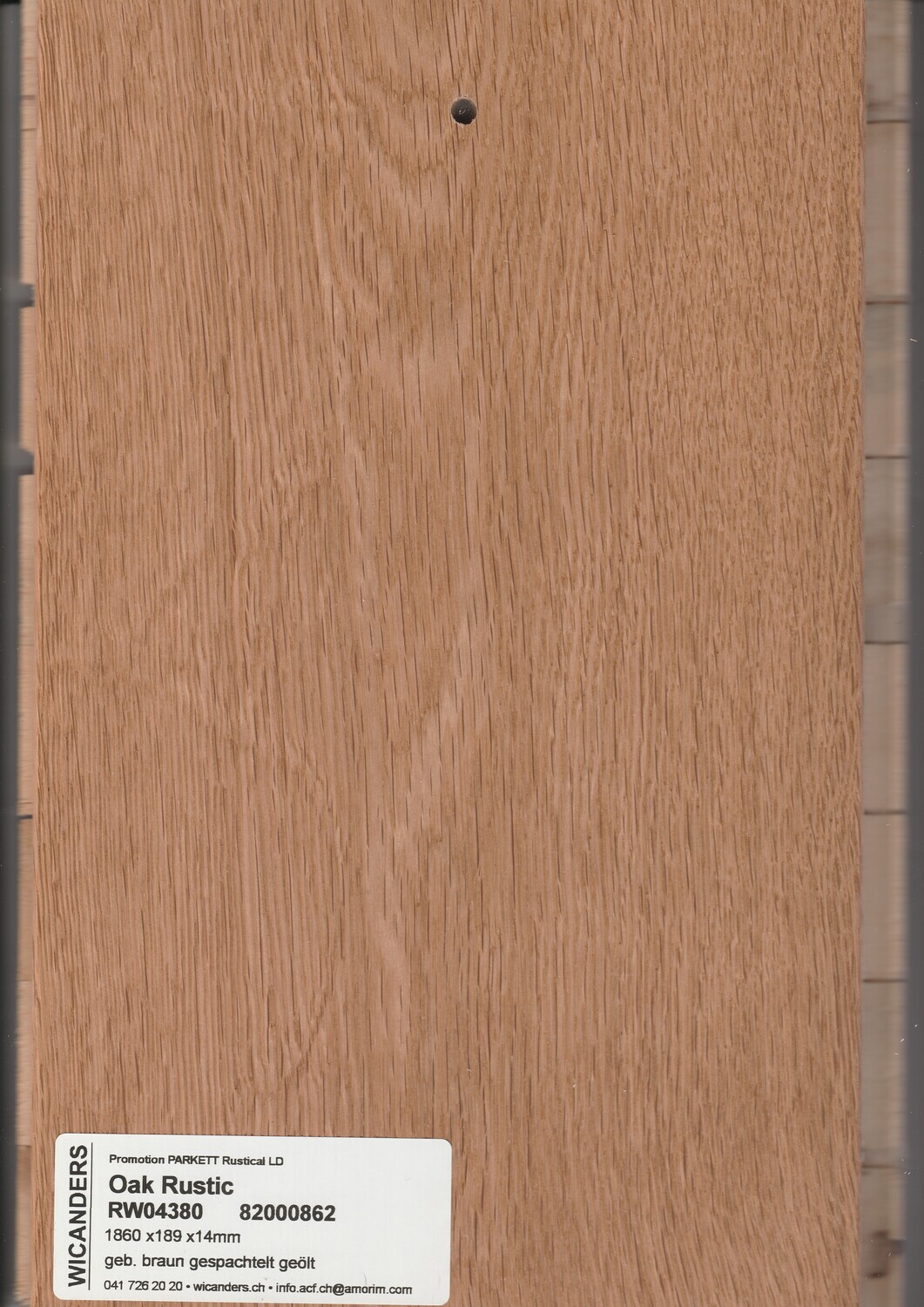 Eiche Rustikal 1-Stab, gebürstet braun gespachtelt geölt pro 1m² Stärke 14mm x 189mm x 1860mm Nutzschicht 2.5mm