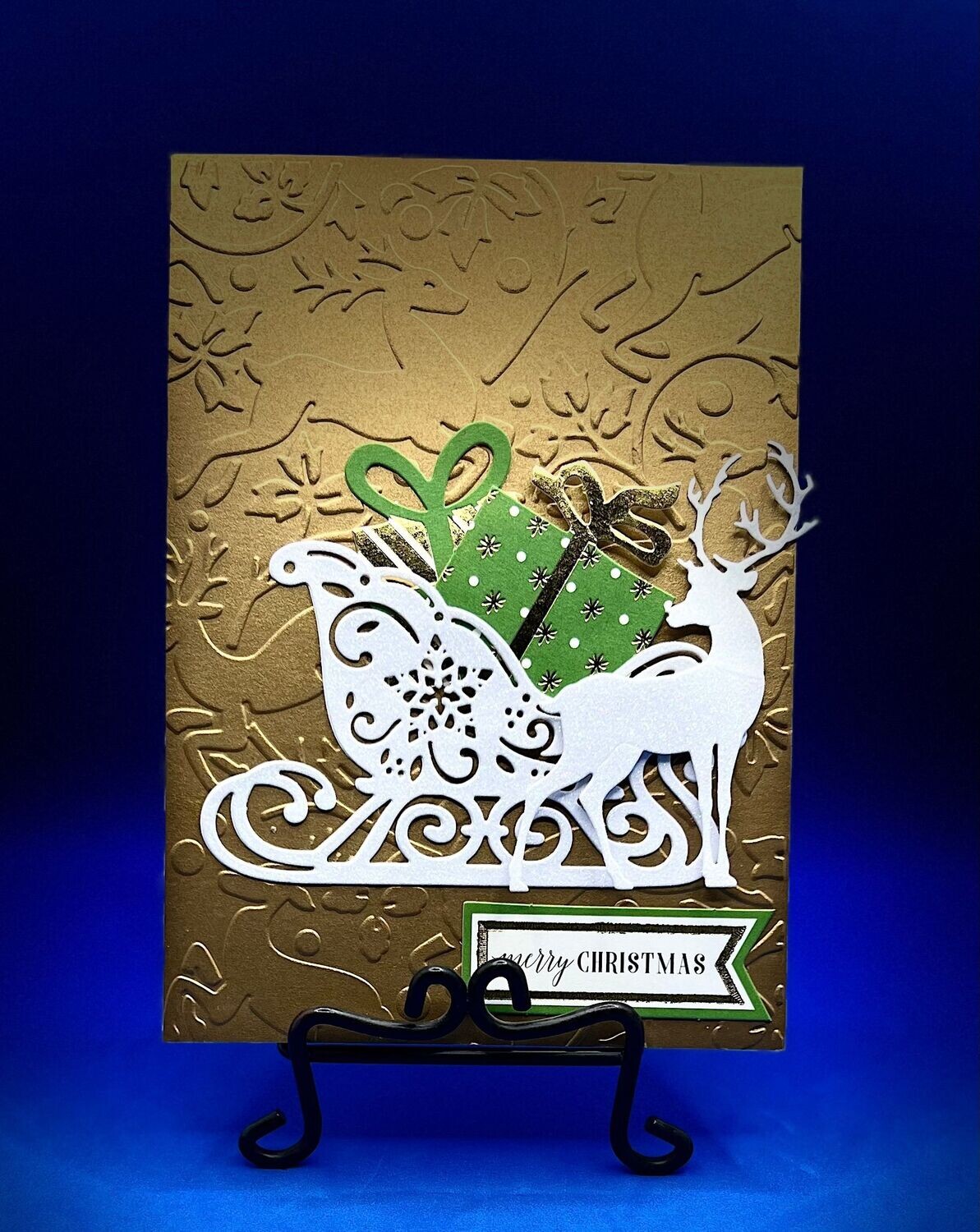 Sleigh with Presents- Gold Background Sleigh with Presents- Gold Background