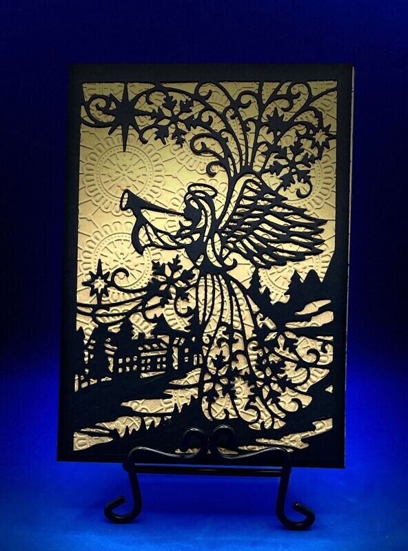 Midnight Angel- Black with Gold Background Midnight Angel- Black with Gold Background