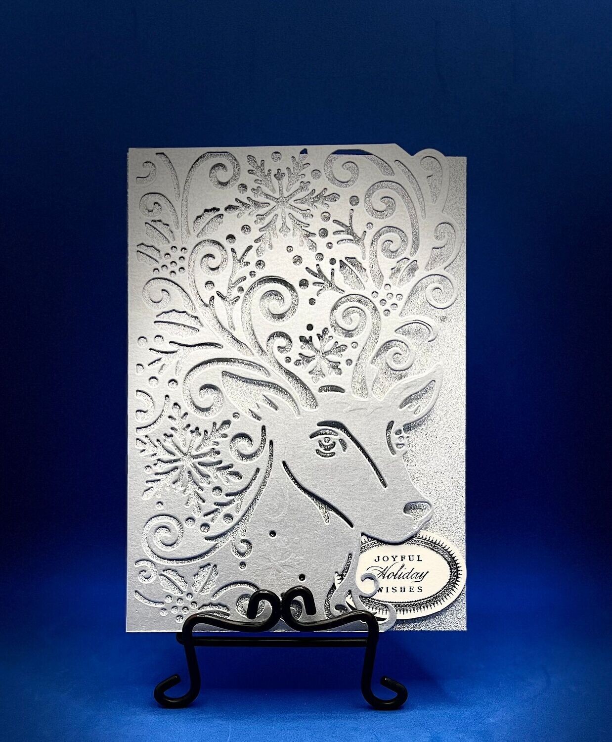 Silver Reindeer - Silver Glitter Background Silver Reindeer - Silver Glitter Background