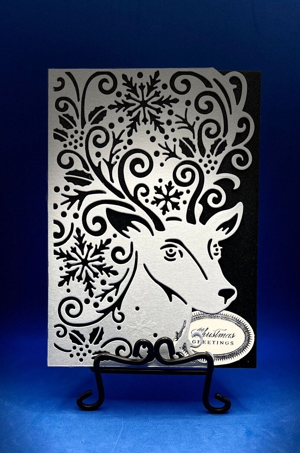 Silver Reindeer - Black Background Silver Reindeer - Black Background